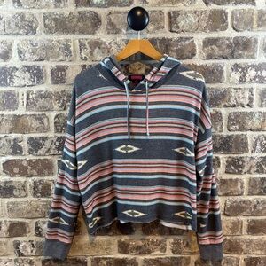 Rock & Roll Cowgirl Multicolor Striped Cropped Hoodie Juniors Sz L